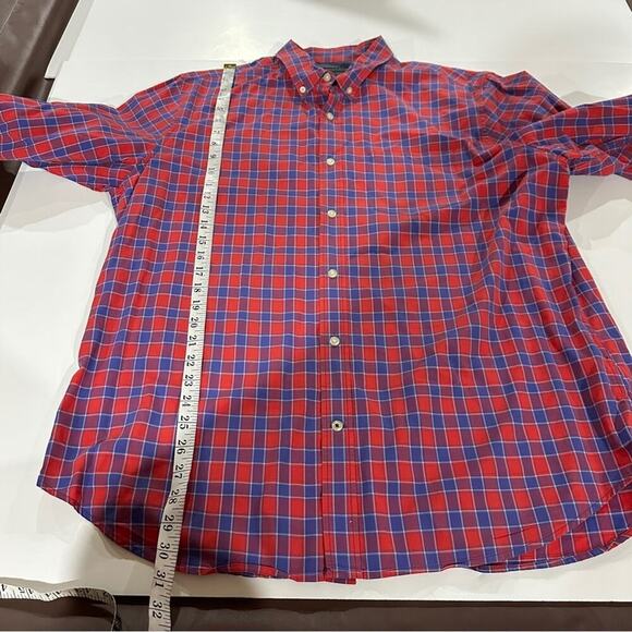 Banana‎ Republic Camden Fit Red & Purple Plaid Print Long Sleeve Button Down XL - Picture 8 of 8